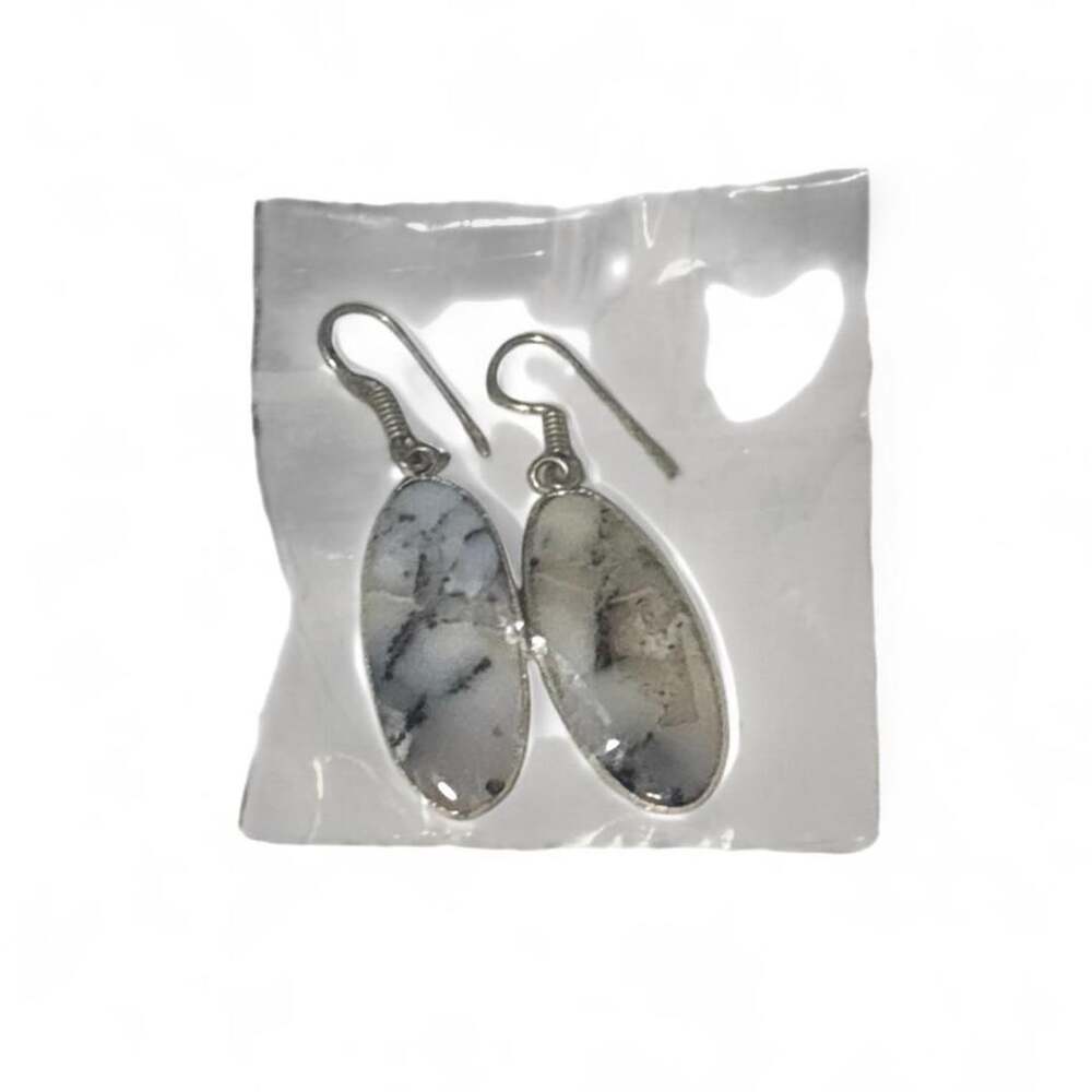 Handcrafted Honey Dendrite Agate Sterling Silver Plated Drop Earrings